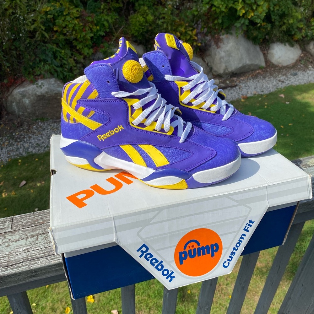 Reebok Mens Pump Sneakers - Purple and Yellow